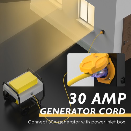 Cable/adaptador de extensión de alimentación del generador L14-30P/L14-30R 30A 125/250V 7500W 15 pies - Imagen 8 de 9