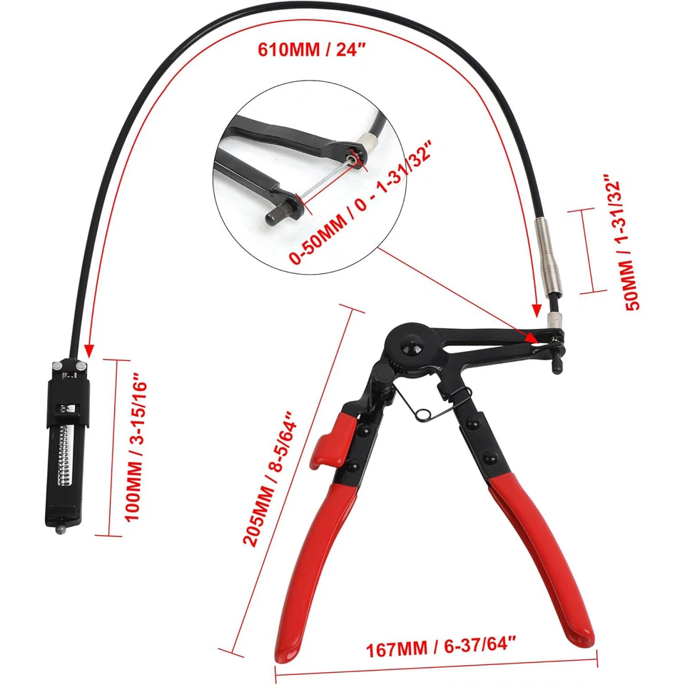 24" Flexible Hose Clamp Pliers Locking Tool Fuel Oil Water 2FT Long Reach - Image 4 of 4