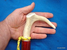 red Mahogany stained OAK walking-stick/cane FALLOW DEER antler handle USA/gift