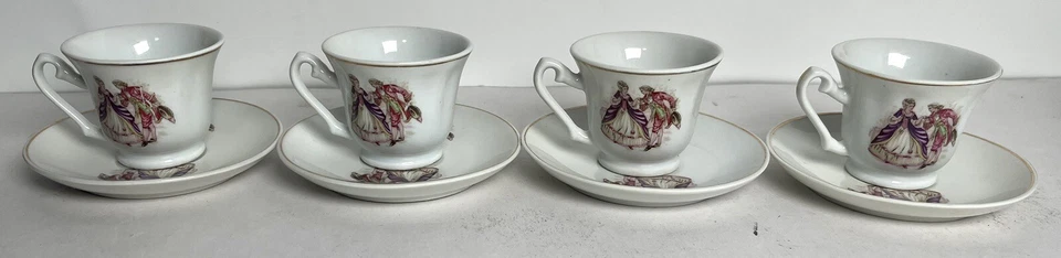 Bailando Mujer y Hombre 4 TAZAS Y PLATILLOS Púrpura y Rosa/Rojo Foto 2 de 4