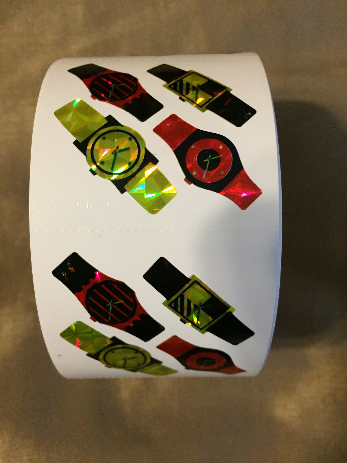 Watch Type Sticker PRISMATIC STICKERS WATCHES 400CT IN A ROLL OF 100 1.25