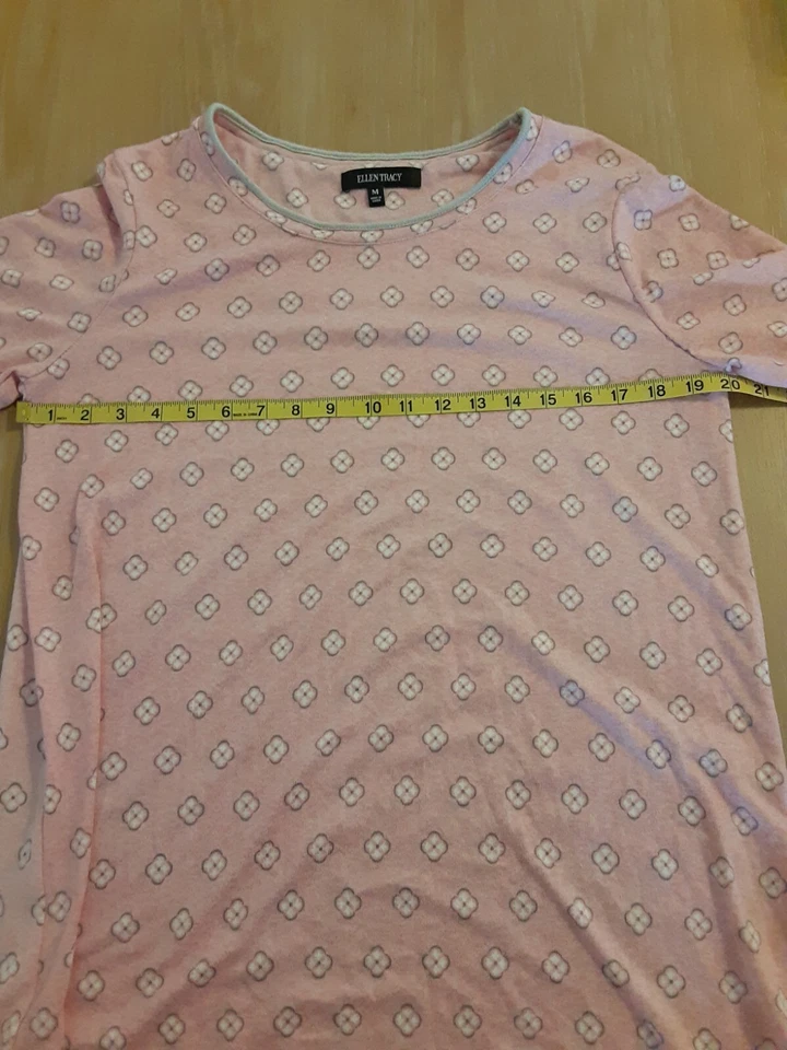 Camisón para mujer Ellen Tracy talla M rosa blanco estampado hasta la rodilla SUAVE Foto 4 de 4
