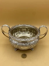 ANTIQUE IRISH SOLID SILVER SUGAR BOWL GEORGE IV DUBLIN 1824 BY JAMES LE BAS 414g