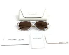 Michael Kors Sunglasses MK2130U Sorrento 300513 Clear Gold Cat Eye Brown Lenses