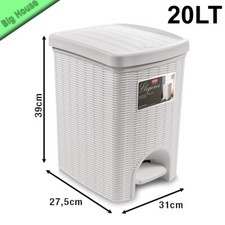 Mülleimer Mit Pedal Elegance 20L Für Küche Und Bad Mit Weidenrattan-Effekt