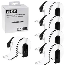 5Rolls Replace for Brother DK-2205 Continuous Labels 2.4 in x 100 ft QL Printer
