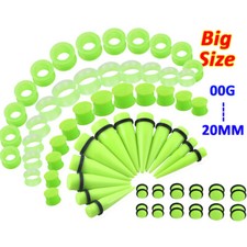 24PC Ear Stretching Kit - 00G-3/4" Big Gauge Acrylic Taper Silicone Tunnel Plug