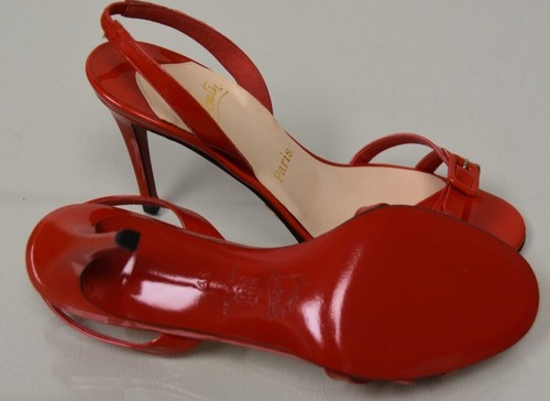 NEW Christian Louboutin BELLA BOUCLE Patent Leather Sandal Slingback Red Shoe 39 - Picture 6 of 8