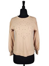 Ann Taylor Loft Pink Floral Embroidered Long Balloon Sleeve Sweater Size XXSP