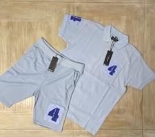 Mens Polo Shirt Shorts set Large Blue Summer Tracksuit Set RRP 50