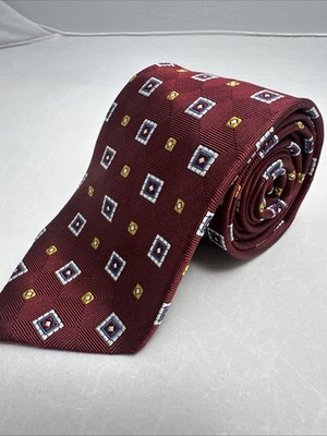Jos. A. Bank 100% Silk Executive Collection Burgundy, Blue White And Gold
