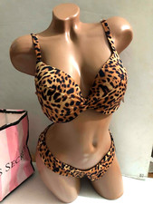Victoria's Secret Swim Bikini Set Leopard Twist Push Up Top Brazilian Bottom NWT