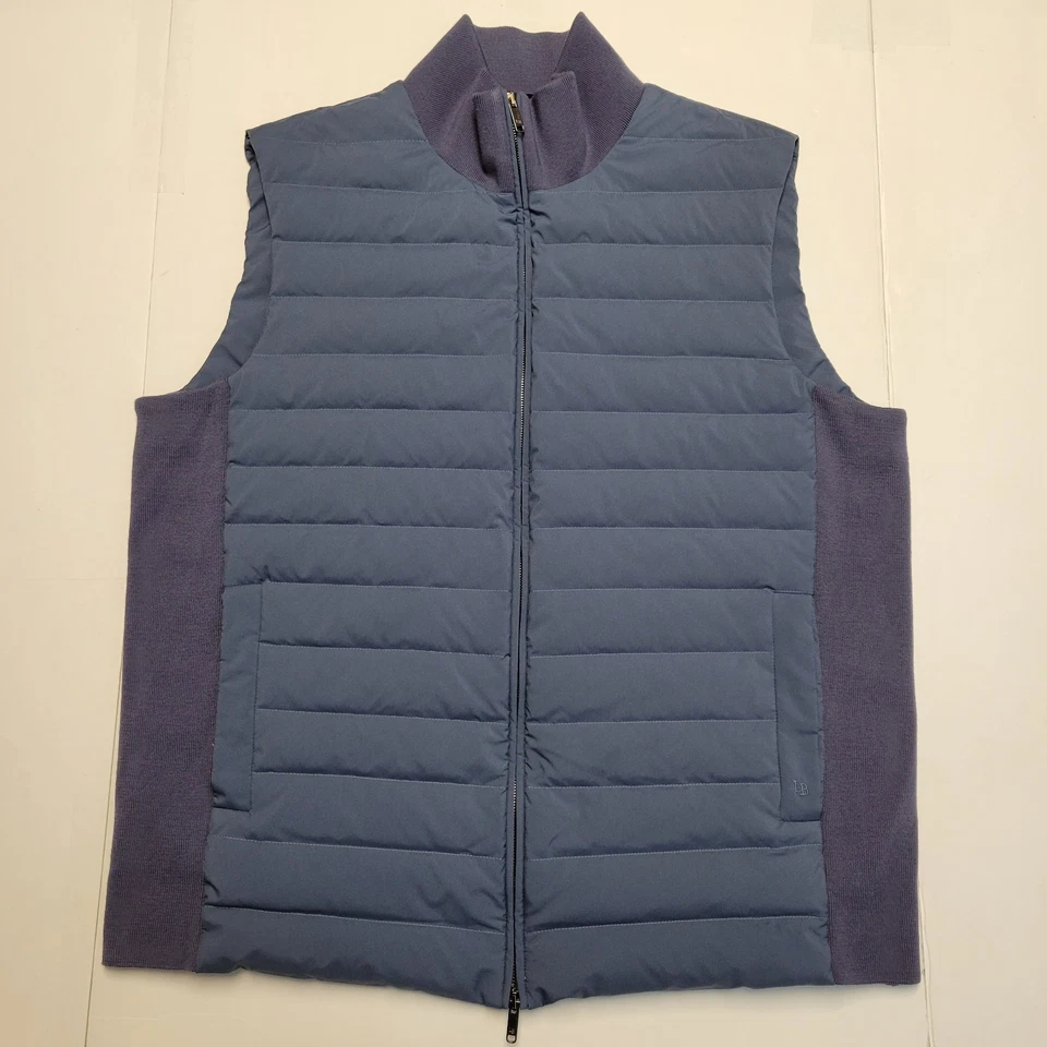 Nuevo Chaleco Luciano Barbera Canal Acolchado ABAJO Cremallera Completa 2XL 48 EU 58 Azul Puff Foto 2 de 4
