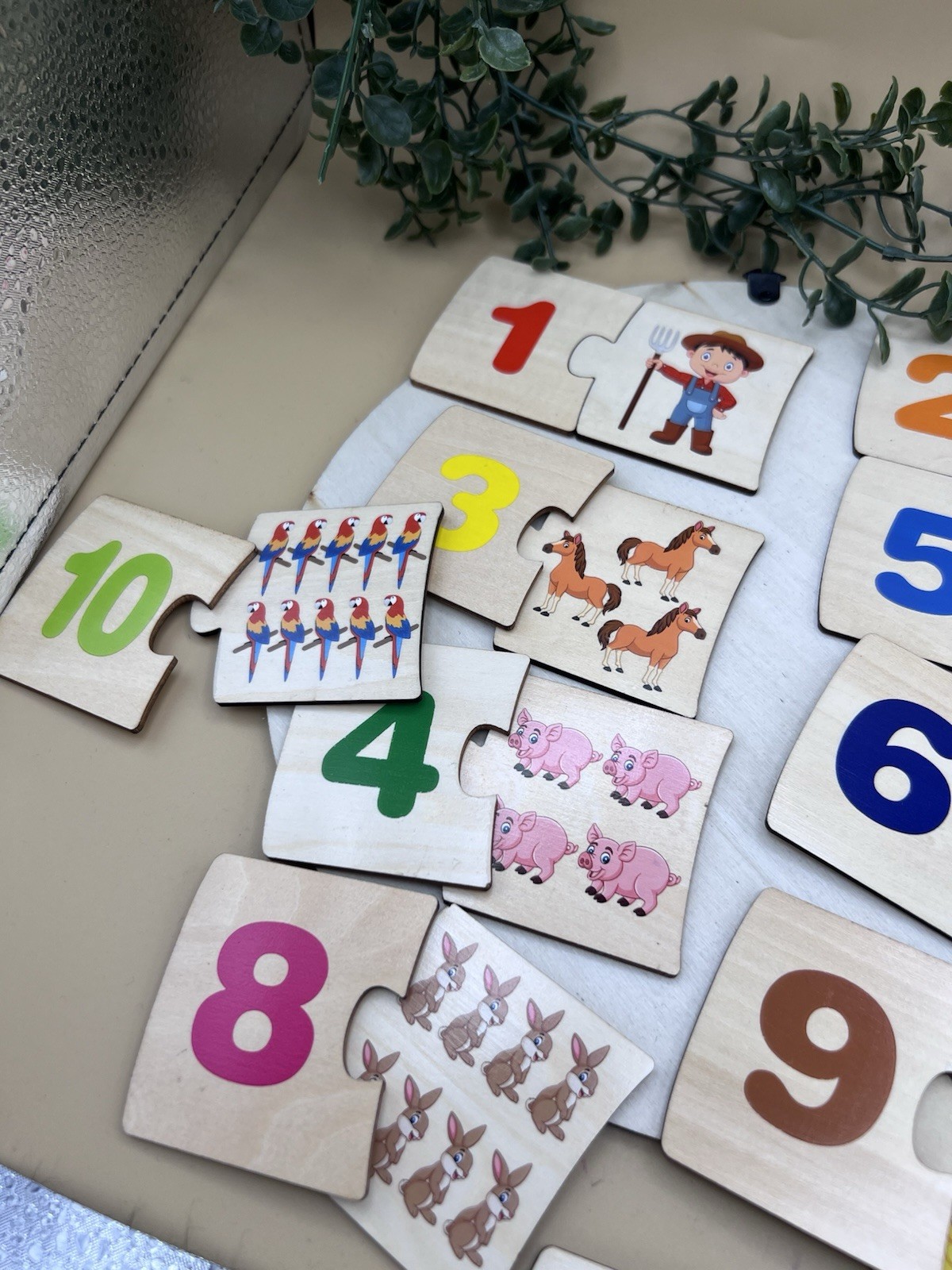 Montessori Wooden Number Matching Puzzle Educational Learning Toy Kids UK new image 3