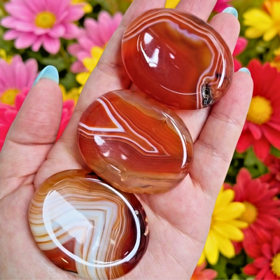 #ad 3Pcs AAA Red Carnelian Worry Stones Natural Gemstone Polished Palm Stone Gifts $23.31