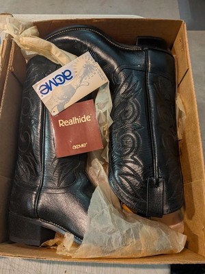 Vintage Acme Mens Cowboy Boots Brand New With Box & Tags! Size 9.5 D 16110 Black