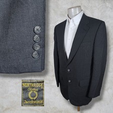 Northridge Jacobsons Blazer Jacket Mens 40R Solid Dark Gray USA Made Wool