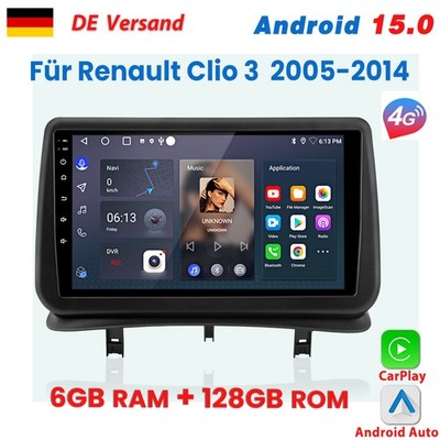 Für Renault Clio 3 2005-2014 Carplay Android15 Autoradio GPS Navi BT DAB+ 6+128G