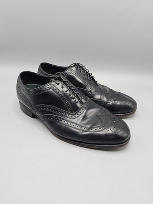 Florsheim FLS Genuine Leather Dress Shoes Black Size 10.5 EEE Brogue Wingtip
