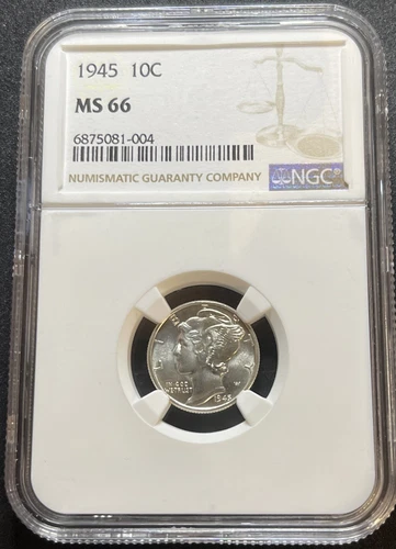 1945-Philadelphia Mercury Dime NGC MS 66 10C KM140 #6875081-004