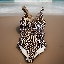 La Blanca Women's Multi Strap Cross Back One Piece Swimsuit Java Brown Size 12