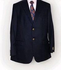 NICE MENS STAFFORD CLASSIC NAVY SPORT COAT GOLD BUTTONS 42L