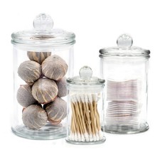 Mini Glass Apothecary Jars, Bathroom Storage Organizer Canisters for Cotton S...
