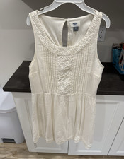 Old Navy Womens White Lace Trim Pleated Sleev...