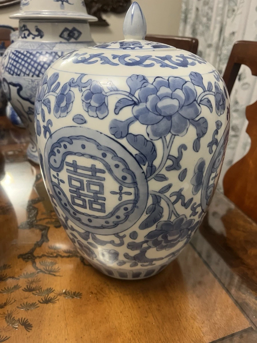 蓝色中国古董花瓶| eBay
