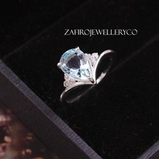 Blue Aquamarine Ring, Wedding Ring, March Birthstone, Wedding Ring, Prong Ring