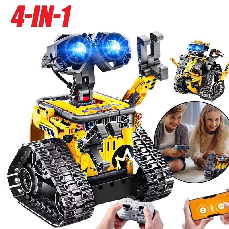 STEM 4in1 Robot Building Kit for Kids, APP Remote Control RC Toy With Lighting