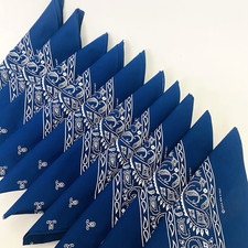 Vintage 2004 Navy Blue Paisley Bandanas Lot of 10 RN 97467 100 Cotton Biker NOS