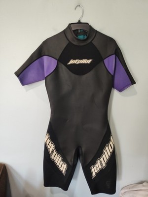 Vintage Jetpilot Shorty Wetsuit Black Purple Back Zip Surf Jet Ski Y2K Rare Med
