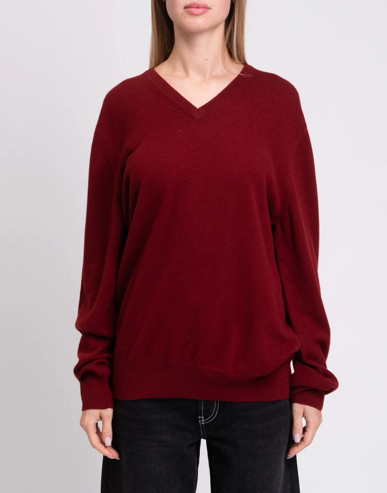 RRP€340 LES COPAINS 100% Cashmere Jumper Size XL Thin Knit Ribbed Edges V-Neck - Image 4 of 4
