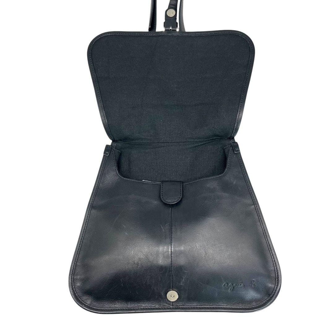 【agnes b.】\"00's messenger bag\" black leather Asya bag | Agnès b.