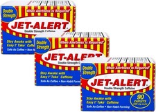 3 Pack Jet-Alert Double Strength Caffeine 200 mg Caplets, 90 Ct USA Stock