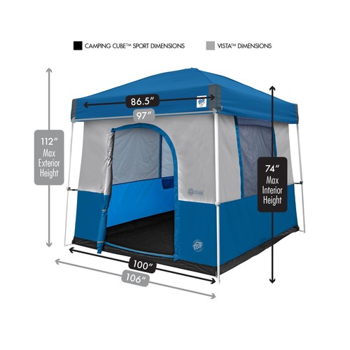 E-Z UP Camping Cube Sport, Converte 10' Tettoia Gambe Angolate in Tenda da Campeggio,... - Foto 12 di 12