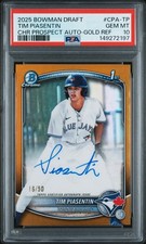 2025 Bowman Draft Chrome Tim Piasentin Auto /50 Gold Refractor PSA 10