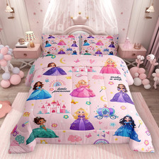 Magical Princess Bedding Set Queen Size Pink Castle 3Pcs Comforter Set
