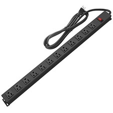 Metal Wall Mount Power Strip, Mountable Power Outlet with 12 AC 6 ft 12 Outlets