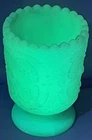 Vintage Fenton Art Glass Toothpick Holder Wild Strawberry Custard Glows Uranium