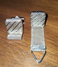 Vintage Swank Silver Mesh Wrap Square Cufflinks