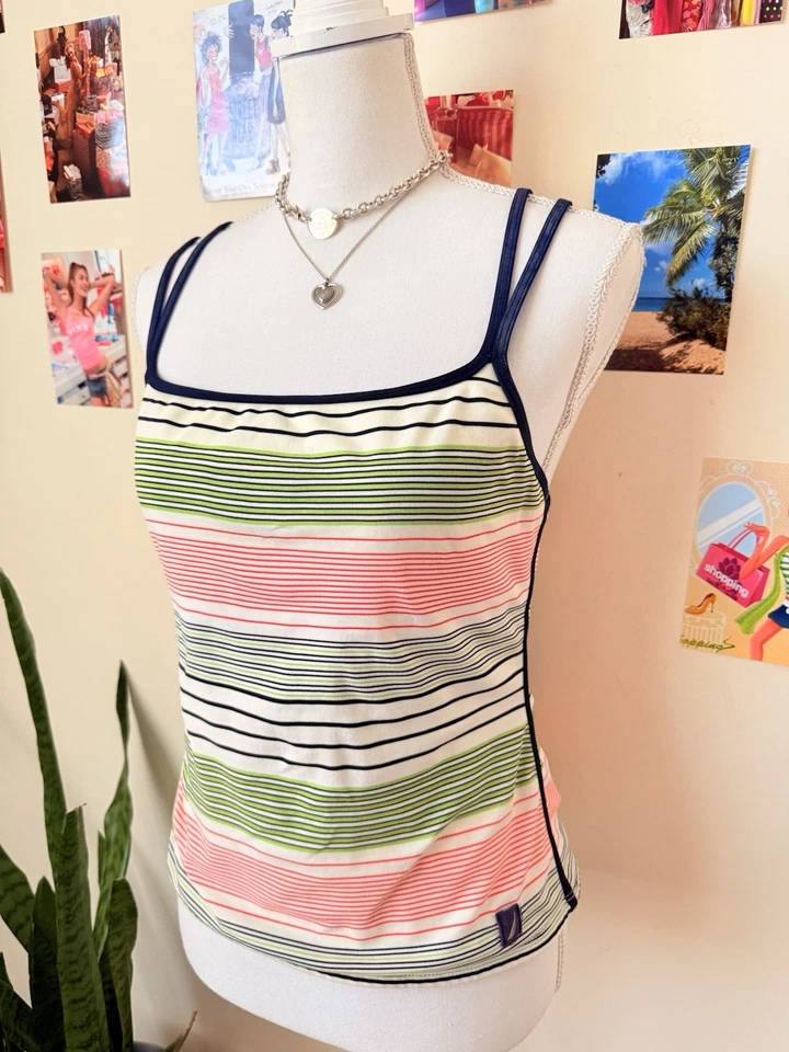 Tankini atlético/natación para mujer Y2K Nautica a rayas talla 8 Foto 2 de 4