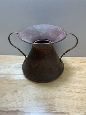 Copper French Vase Handmade Copper Amphora Hand-Forged Brown Jug