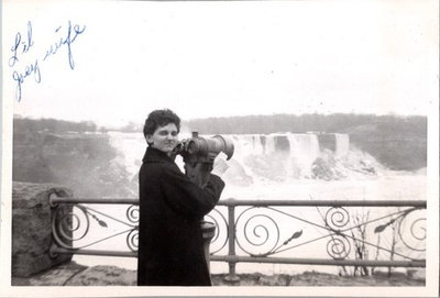 #ad #ad Vintage 1950s Snapshot Photo Woman Niagara Falls Binoculars quot;Lil Joey Wifequot; $9.96