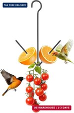 Oriole Feeder for Outdoors, Hanging Orange Bird Feeder with Hook, Black Metal Fr