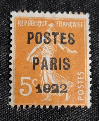 BEAU TIMBRE PRÉOBLITÉRÉ N°30 SEMEUSE 5c ORANGE FRANCE 1922 RARE NEUF* - Photo 1/2