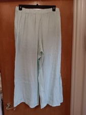 Bryn Walker Light Mint Green Crop Pants 100 Linen NEW Pull On Wide Leg XL