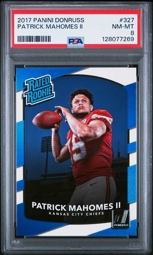 2017 Panini Donruss Patrick Mahomes II Rated Rookie PSA 8