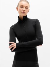 Athleta-Flurry Seamless Henley Color Black 769351 Free Shipping